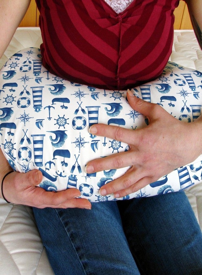 ZoUbqchY Navy White Nautical Marine Baby Nursing Pillow Covers for Boy Girl Lighthouse Compass Anchors Whale Nursing Pillowcase for Breastfeeding Pillows Sailing Adventure Soft Stretchy Slipcover for Newborn - Image 3